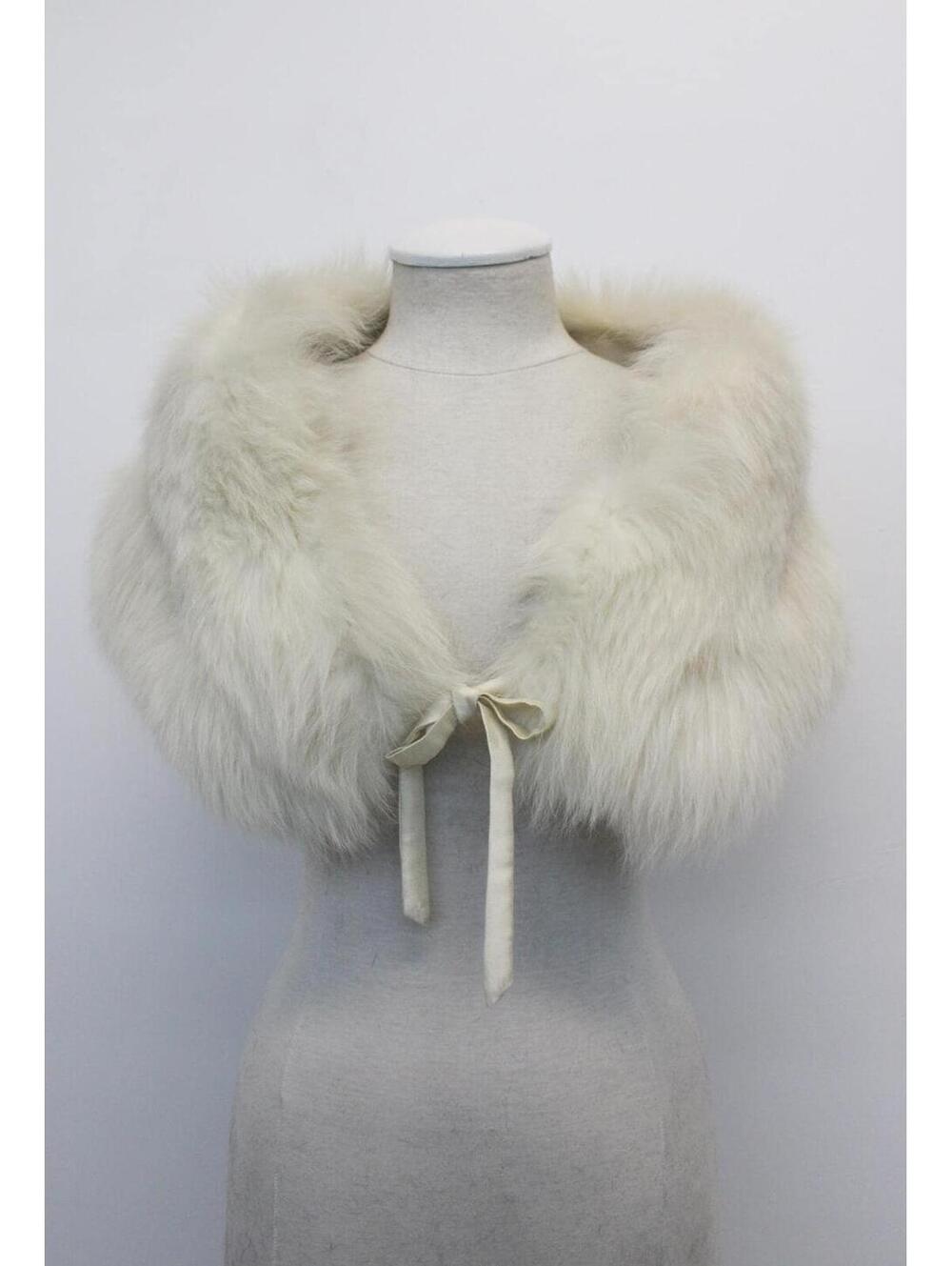 Excellent White Fox Fur Stole Wrap Shawl Women Woman Size 10" X 40" New Lining